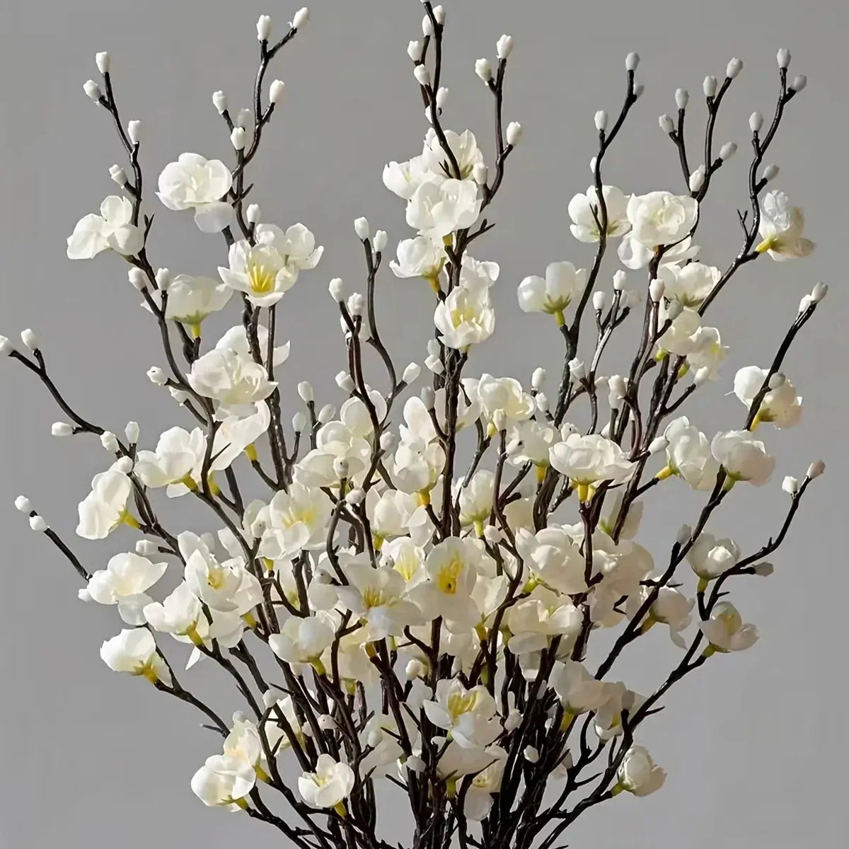 50 Stems of Artificial White Long-Stemmed Plum Blossoms