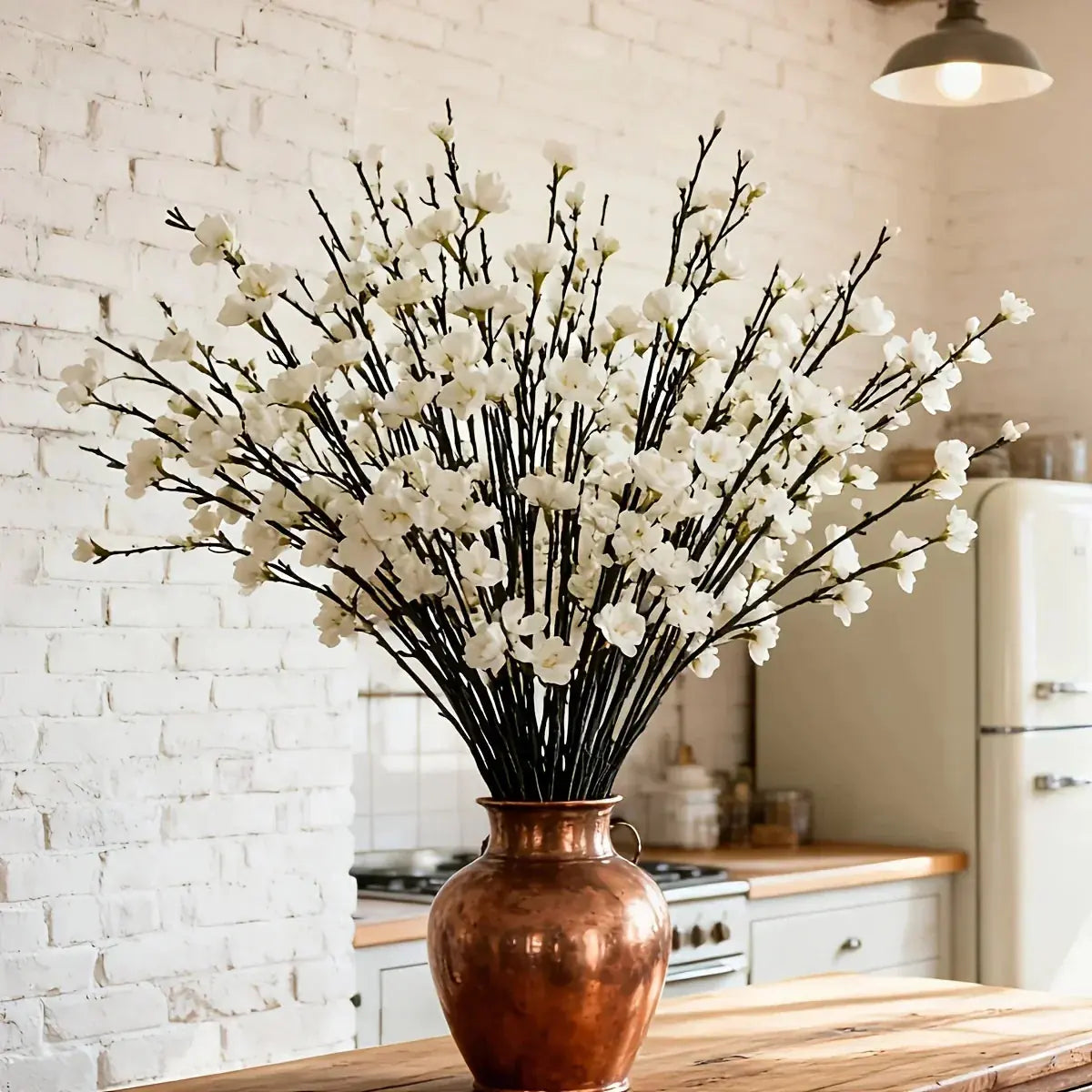 50 Stems of Artificial White Long-Stemmed Plum Blossoms