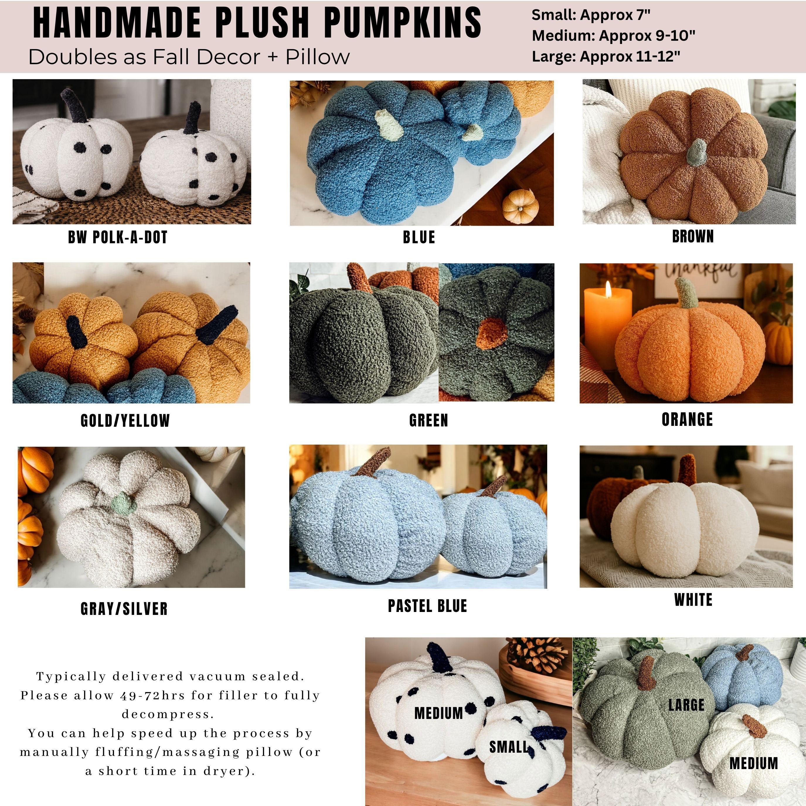 Blair Pumpkin II - Hand Made Pumpkin Shaped Pillows/Decorative Cushions